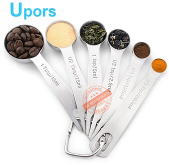 6 stks/set Koken Lepel Ronde Rvs Maatlepels Gearomatiseerde Kruiden Lepel Bakken Schaal Meting Meetinstrumenten