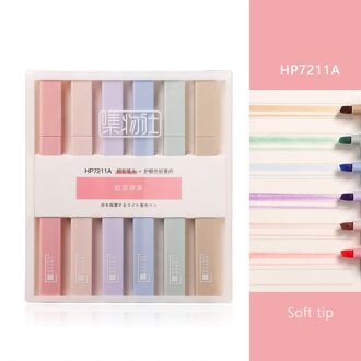6 Stks/set Licht Kleur Markeerstift Diy Handbook Dagboek Decoratie Lichte Kleur Serie Markeerstift Creatieve Student Briefpapier Kawaii Sweet series