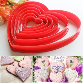 6 Stks/set Liefde Hart Cookie Cutter Biscuit Stempel Plastic Cakevorm Fondant Sugarcraft Gebak Cake Decorating Gereedschap