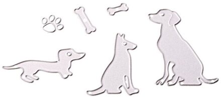 6 Stks/set Lovey Honden Metalen Stansmessen Stencils Diy Hond Voetafdruk Bone Fotoalbum Ambachten Embossing Cut Sterft Papier Snijden Sjablonen