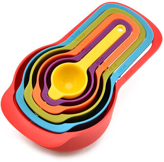 6 Stks/set Maatlepels Keuken Maatbeker Regenboog Kleur Stapelbaar Combinatie Bakken Lepel Keuken Bakken Meetinstrumenten