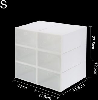 6 Stks/set Mannen Vrouwen Schoenenrek Opslag Bakken Drawers Transparant Plastic Schoenendoos Vouwen Combinatie Flip Cover Opbergdoos A1 wit S
