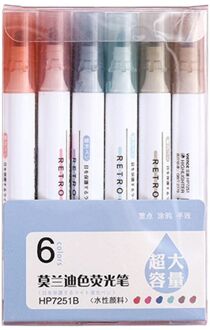 6 Stks/set Markeerstift Pastel Fluorescerende Marker Pennen Voor Journaling School Kantoorbenodigdheden