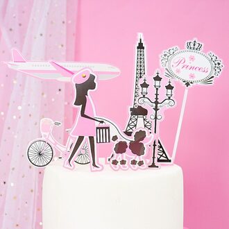 6 Stks/set Moderne Dame Verjaardag Cake Topper Damesmode Thema Cake Decor Toppers Hoge Hak Zak Zonnebril Parfum Cake toppers stijl 1