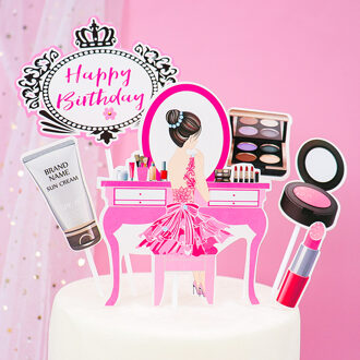 6 Stks/set Moderne Dame Verjaardag Cake Topper Damesmode Thema Cake Decor Toppers Hoge Hak Zak Zonnebril Parfum Cake toppers stijl 2