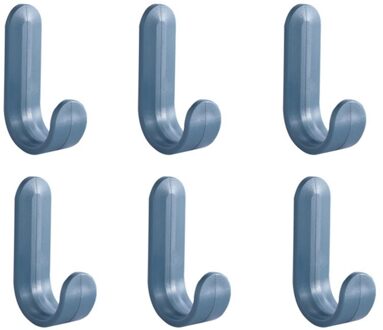 6 Stks/set Multifunctionele Kleur Plastic Deur Haak Hangers Hoed Rekken Hanger Zelfklevende Muur Hangers Handdoek Haken Blauw