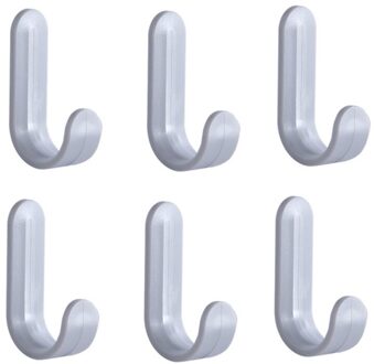 6 Stks/set Multifunctionele Kleur Plastic Deur Haak Hangers Hoed Rekken Hanger Zelfklevende Muur Hangers Handdoek Haken licht grijs