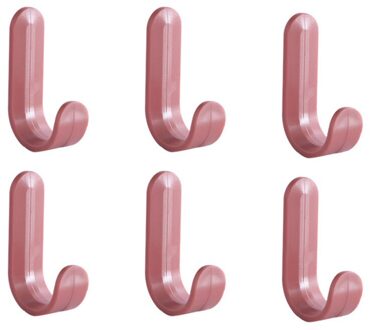 6 Stks/set Multifunctionele Kleur Plastic Deur Haak Hangers Hoed Rekken Hanger Zelfklevende Muur Hangers Handdoek Haken Rood
