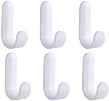 6 Stks/set Multifunctionele Kleur Plastic Deur Haak Hangers Hoed Rekken Hanger Zelfklevende Muur Hangers Handdoek Haken wit