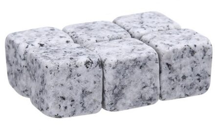 6 stks/set Natuurlijke Whiskey Stones Sipping Ice Mold Whisky Stenen Whisky Rocks Cooler Party Huwelijkscadeau Kerst Bar Ijsblokjes licht grijs
