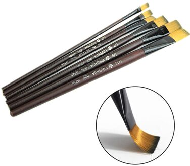 6 stks/set Nylon Haar Acryl Art Kwast Set Gouache Aquarel Olieverf Borstel Set 6 Maten