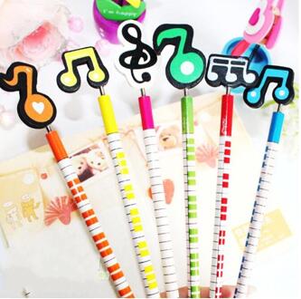 6 Stks/set Per Lot Muzieknoot Houten Potlood Briefpapier Set Kid