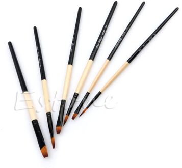 6 Stks/set Platte Nylon Haren Kwast Gouache Acryl Olieverf Art Craft