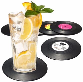 6 Stks/set Retro Vinyl Onderzetters Tafel Cup Mat Home Decor Cd Record Koffie Drinken Cup Placemat Servies Gadgets