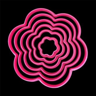 6 Stks/set Roze Pruim Bloem Cookie Cutter Plunger Cakevorm Biscuit Stempel Fondant 3D Taart Decoreren Gereedschappen Bakvormen