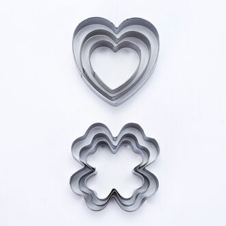 6 stks/set rvs Cookie Cutter 3pcs Vier klavertje 3pcs Hart Biscuit Mold Kerst Gebak Snijders plakjes Bakken Tool