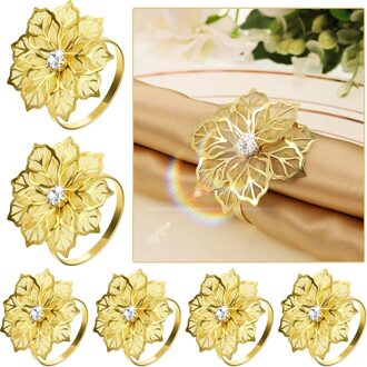 6 Stks/set Servetringen Set Bloem Servetring Houders Decoratieve Servet Gesp Wedding Party Diner Kerst Tafel Decoratie goud