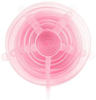 6 Stks/set Silicone Stretch Deksels Herbruikbare Luchtdicht Voedsel Wrap Covers Houden Verse Afdichting Kom Elastische Wrap Cover Keuken Kookgerei roze