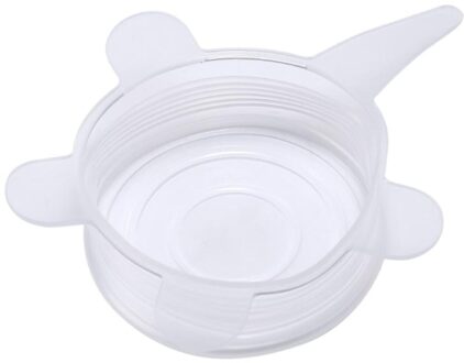 6 stks/set Silicone Stretch Deksels Universele Zuig Deksel-kom Pan Koken Pot Cover Siliconen Kom Cover Pan Deksels Keuken accessoires wit