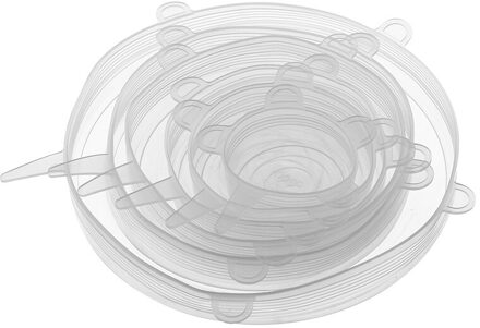 6 Stks/set Silicone Stretch Universele Deksels Voedsel Fruit Wrap Kom Pot Siliconen Deksels Cover Pan Koken Keuken Gereedschap Gadgets wit