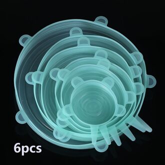 6 Stks/set Siliconen Kom Covers Voor Keuken Universele Voedsel Verse Deksel Cap Herbruikbare Kookgerei Stretch Deksels Accessoires 6stk groen