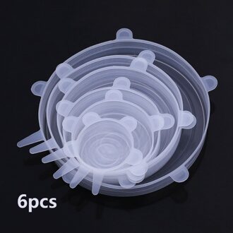 6 Stks/set Siliconen Kom Covers Voor Keuken Universele Voedsel Verse Deksel Cap Herbruikbare Kookgerei Stretch Deksels Accessoires 6stk wit