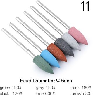 6 Stks/set Siliconen Nail Boor Nail Buffer Rotary Burr Mills Cutter Voor Manicure Boor Accessoires Nail Polijsten Gereedschap