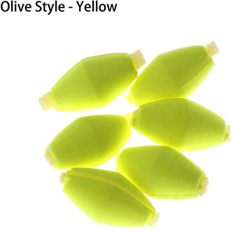 6 Stks/set Snap-On Fly Vissen Bobbers Vlotter Boei Staking Indicator Ovale Visdobbers Kralen Vissen Accessoires olijf- stijl - geel