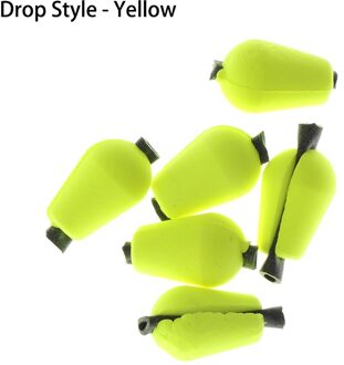 6 Stks/set Snap-On Fly Vissen Bobbers Vlotter Boei Staking Indicator Ovale Visdobbers Kralen Vissen Accessoires SmallDropStyleYellow