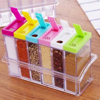 6 stks/set Spice Kruiden Jar Doorzichtige Plastic Acryl Vriendelijke Zout En Peper Shakers Keuken Gadgets saleiro Kruid Blikjes