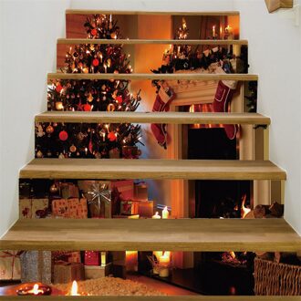 6 Stks/set Stickers Trappen Kerst 3D Simulatie Trap Sticker Waterdicht Muursticker Diy Self-Garenloos Pvc Trappen Sticker #1 B