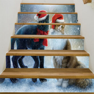6 Stks/set Stickers Trappen Kerst 3D Simulatie Trap Sticker Waterdicht Muursticker Diy Self-Garenloos Pvc Trappen Sticker #1