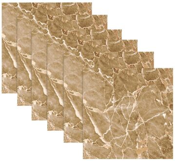 6 Stks/set Tegel Mozaïeken Tegel Stickers Keuken Olie-Proof Badkamer Waterdicht Persoonlijkheid Anti-Tegel Stickers Goud