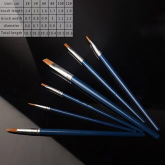 6 Stks/set Tekening Kunst Levert Nylon Haar Verf Pen Olieverf Penselen Kunstenaar Kwast Houten Handvat nylon watercolor pen