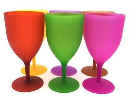 6 Stks/set Van Plastic Wijn Glazen Beker Champagne Party Picknick Bar Drink Cup Kleurrijke Frosted Cups Frosted Beker