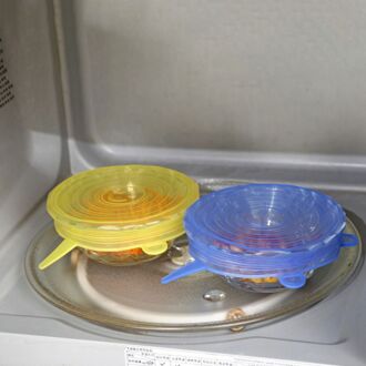 6 Stks/set Voedsel Siliconen Cover 4 Kleuren Universele Siliconen Deksels Voor Kookgerei Kom Pot Herbruikbare Stretch Deksels Keuken Accessoires Y