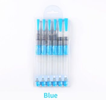 6 stks/set Water Kleur Kwast Set Punt/Platte Tip Grote Capaciteit Water Borstel Soft Schilderen Borstel Voor Schilderen art Supplies blauw