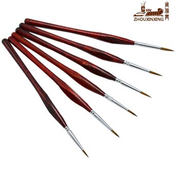 6 Stks/set Wezel Haar Haak Lijn Pen Fijne Aquarel Verf Borstel Voor Tekening Kunst Gouache Olieverf Penseel Kunst Levert