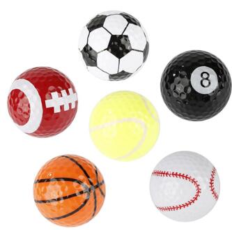 6 Stks/zak Golf Ballen Novel Tweedelige Bal Golfuitrusting Met Voetbal Basketbal Tafeltennis Baseball Outdoor
