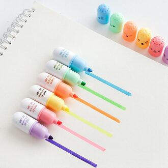 6 Stks/zak Leuke Kawaii Mini Markeerstift Marker Mooie Pil Vorm Gel Pen Voor Kinderen Koreaanse Stationery45 #