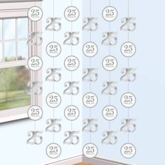 6 Stringen Decoratie 25 jaar jubileum zilver Zilver - Grijs