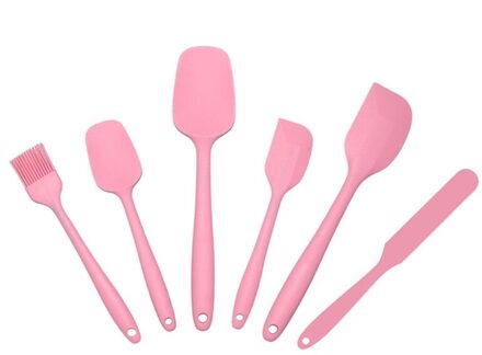 6 Stuk Siliconen Spatel Set Keukengerei Hittebestendige Non Stick Comfortabele Grip Schraper Voor Koken Bakken