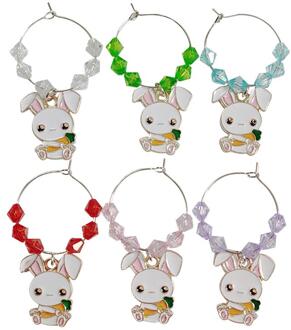 6 Stuks 1 Set Draagbare Cup Borden Handig Wijn Glas Ringen Schattige Label Ringen