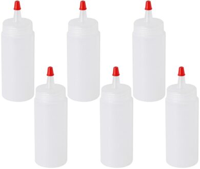 6 Stuks 120Ml Squeeze Squirt Kruiderij Flessen Met Op Cap Deksels Dispensers Voor Ketchup Mosterd Sauzen Olijfolie B