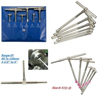 6 Stuks 8-150Mm Micrometer Praktische Tool Staal T-Boring Schaal Draagbare Telescopische Gauge Duurzaam Meting Verstelbare nauwkeurige