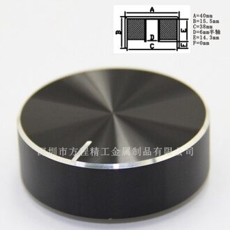 6 Stuks Aluminium Plastic Cap Knop Potentiometer Knop Glad 40*15*6Mm Potentiometer Cap Auto Knop Schakelaar cap Encoder zwart D shaft