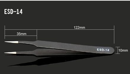 6 Stuks Anti-Statische Esd Roestvrijstalen Pincet Onderhoud Gereedschap Industriële Precisie Gebogen Rechte Pincet Reparatie Tools ESD-14
