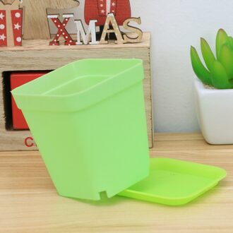 6 Stuks Dikker Bloempotten Vierkante Plantenbakken Pot Trays Potten Creatieve Kleine Vierkante Potten Voor Succulenten (Elke 3 van Kleine licht groen