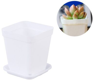 6 Stuks Dikker Bloempotten Vierkante Plantenbakken Pot Trays Potten Creatieve Kleine Vierkante Potten Voor Succulenten (Elke 3 van Kleine wit
