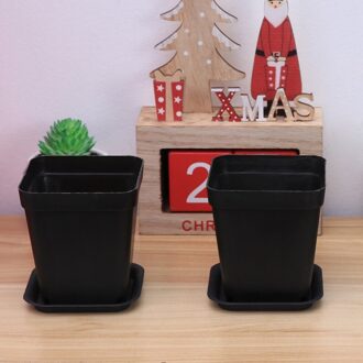 6 Stuks Dikker Bloempotten Vierkante Plantenbakken Pot Trays Potten Creatieve Kleine Vierkante Potten Voor Succulenten (Elke 3 van Kleine zwart